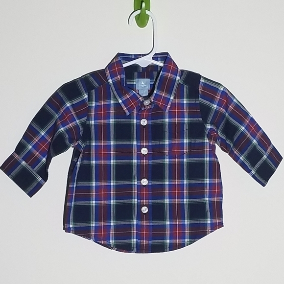 Gap Button Down Plaid Polo Shirt 3-6m - Picture 1 of 4